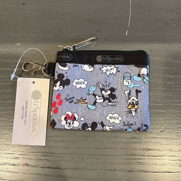 Lesportsac Accessories - NWT Lesportsac Mickey Mouse Doodle Print Coin Purse Pouch Keychain